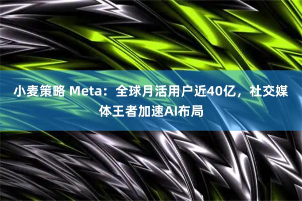 小麦策略 Meta：全球月活用户近40亿，社交媒体王者加速AI布局