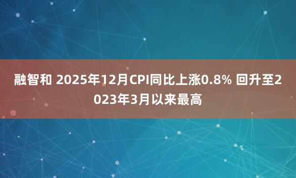 融智和 2025年12月CPI同比上涨0.8% 回升至2023年3月以来最高